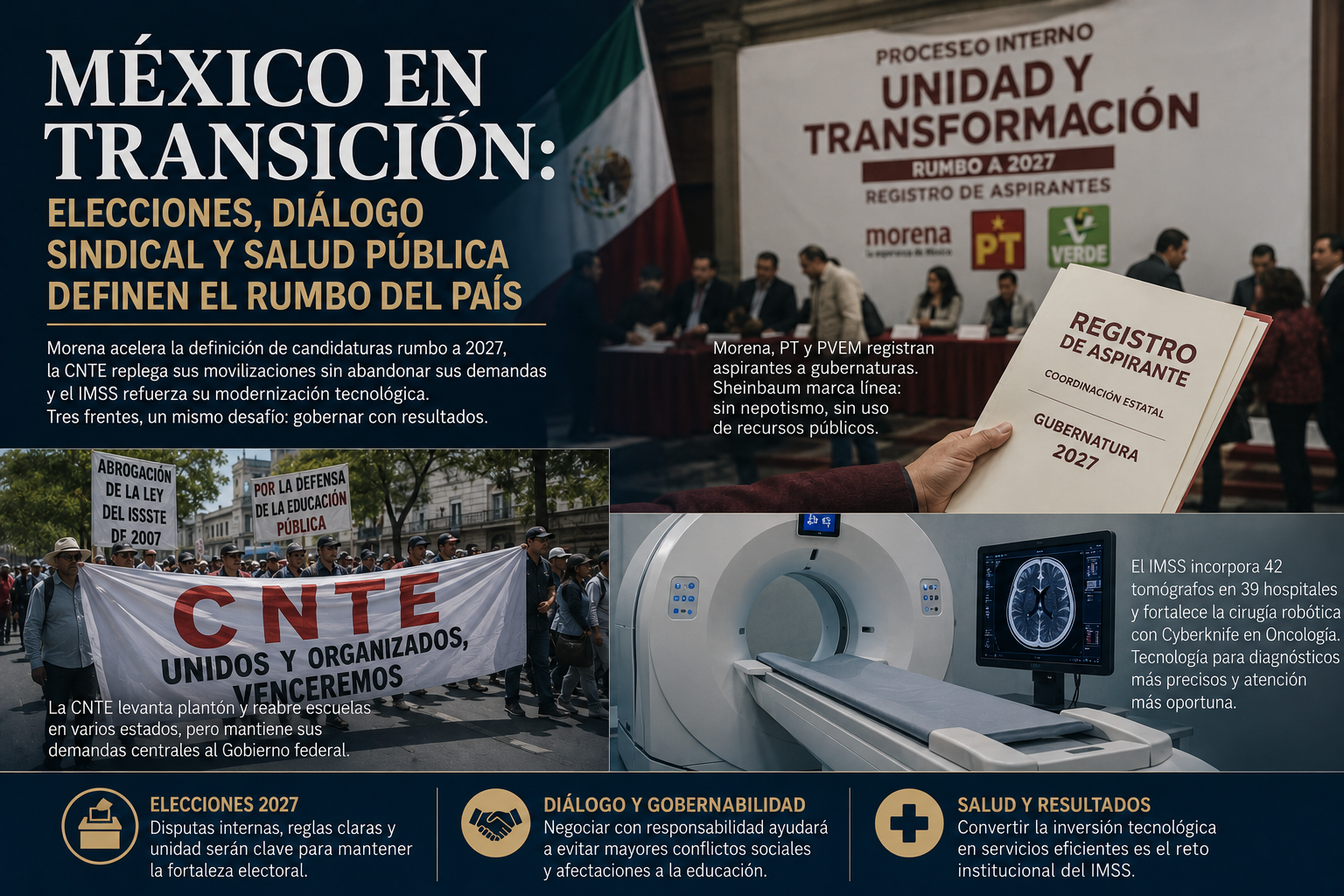 Entre la sucesión, la presión sindical y la modernización del IMSS: el gobierno enfrenta una nueva prueba de gobernabilidad